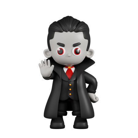 Dracula Vampire Doing The Stop Sign  3D Illustration