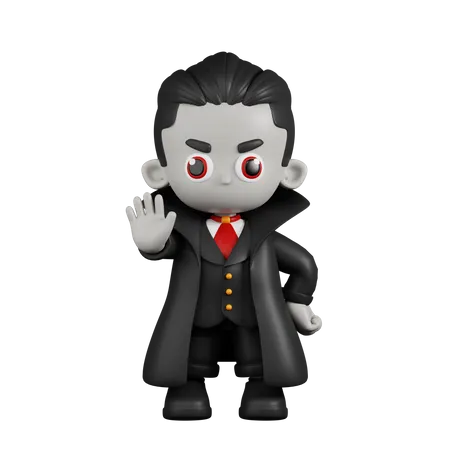 Dracula Vampire Doing The Stop Sign  3D Illustration