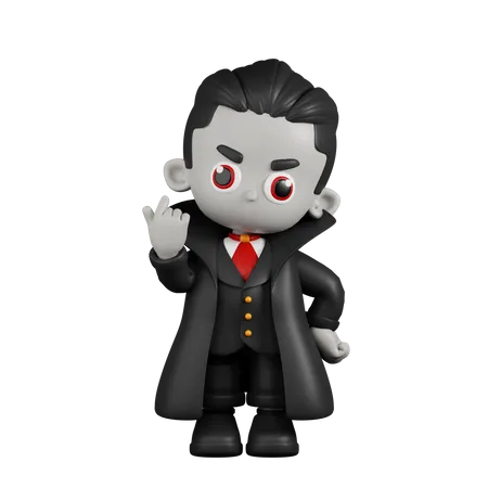 Dracula Vampire donnant un mini amour  3D Illustration