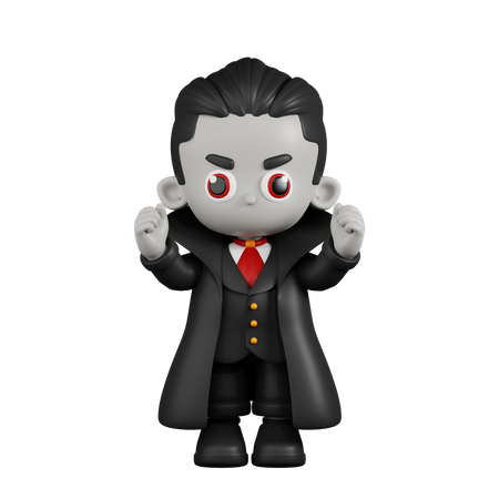 Dracula Vampire Excited  3D Illustration