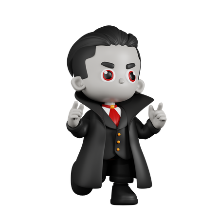 Dracula Vampire Feeling Happy  3D Illustration