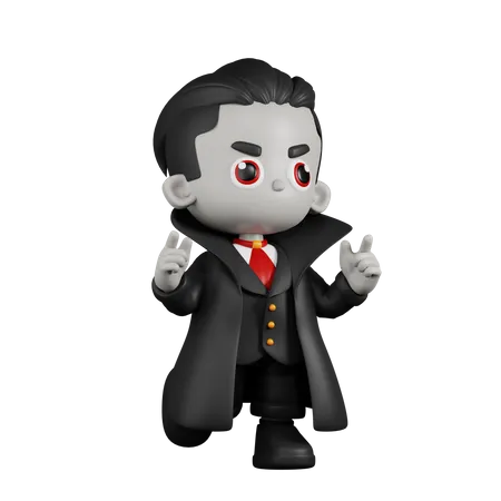 Dracula Vampire Feeling Happy  3D Illustration