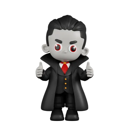 Dracula Vampire Giving A Thumb Up  3D Illustration