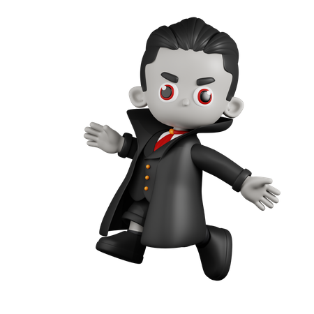 Dracula Vampire Happy Jumping  3D Illustration
