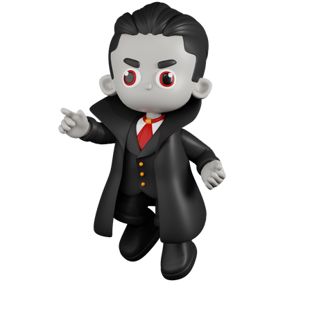 Pose de saut heureux du vampire Dracula  3D Illustration
