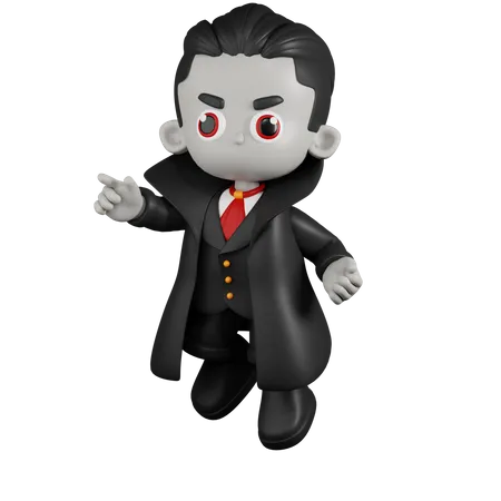 Dracula Vampire Happy Jumping Pose  3D Illustration
