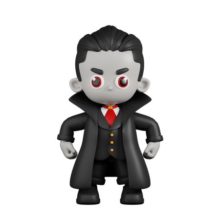 Dracula Vampire Hero Stance  3D Illustration