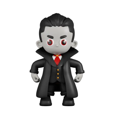 Dracula Vampire Hero Stance  3D Illustration