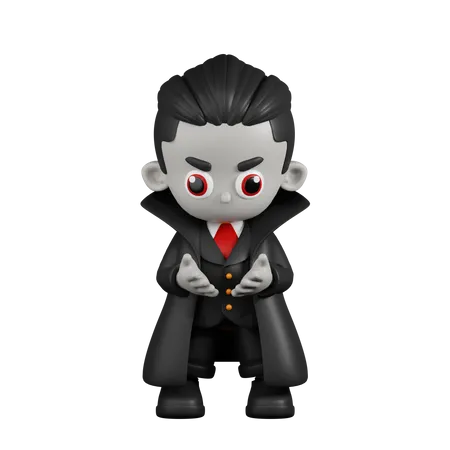 Dracula Vampire Holding Something  3D Illustration