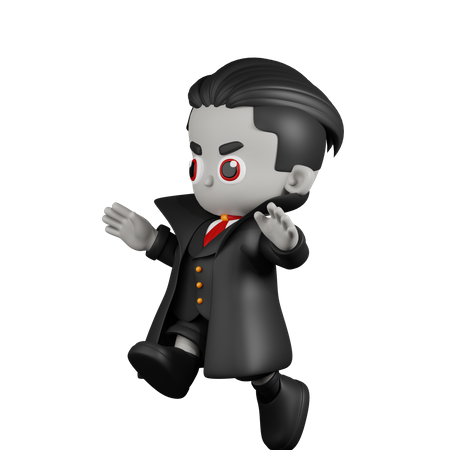 Dracula Vampire Jumping  3D Illustration