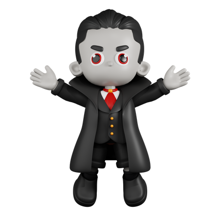 Dracula Vampire Jumping Celebration  3D Illustration