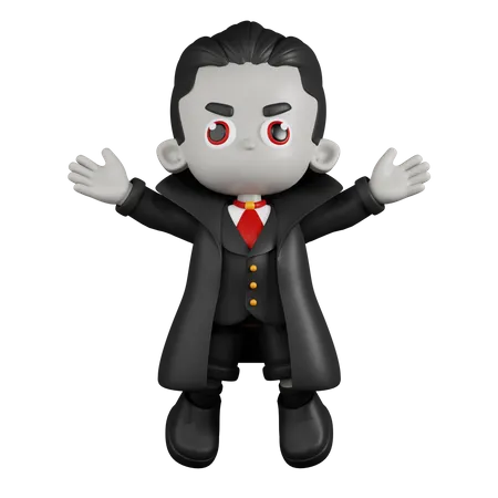 Dracula Vampire Jumping Celebration  3D Illustration
