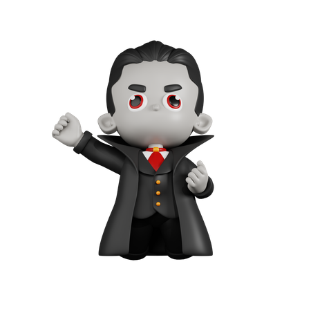 Dracula Vampire Jumping In The Air  3D Illustration