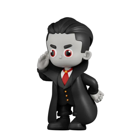 Dracula Vampire Looking for Something  3D Illustration