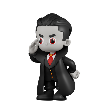 Dracula Vampire Looking for Something  3D Illustration