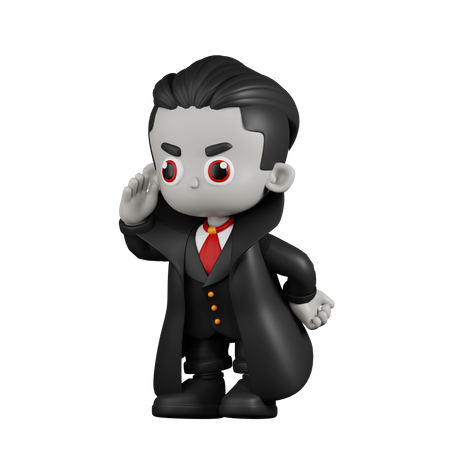 Dracula Vampire Looking for Something  3D Illustration