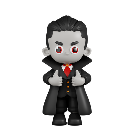 Dracula Vampire montrant les pouces vers le haut  3D Illustration