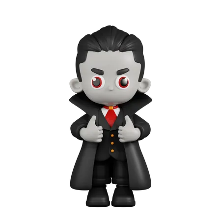 Dracula Vampire montrant les pouces vers le haut  3D Illustration