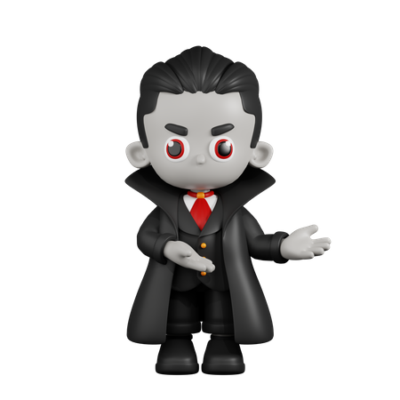 Dracula Vampire montrant quelque chose  3D Illustration