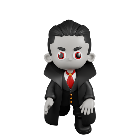 Dracula Vampire montrant un visage étrange  3D Illustration