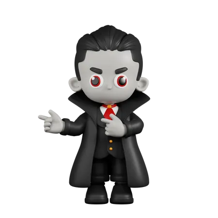 Dracula Vampire pointant du doigt la direction  3D Illustration