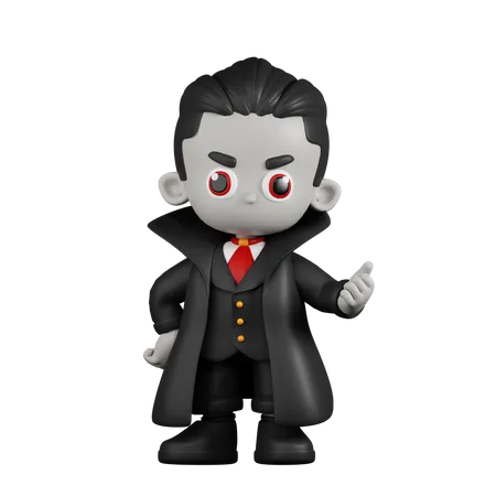 Dracula Vampire pointant vers le suivant  3D Illustration