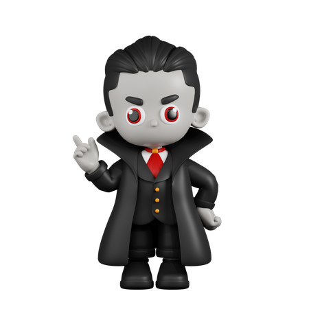 Dracula Vampire pointant vers le haut  3D Illustration