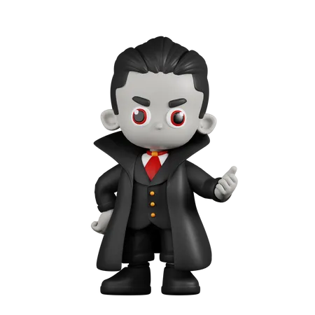 Dracula Vampire Pointing Pointing Next  3D Illustration