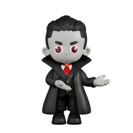 Dracula Vampire Pointing To Something  3D Illustration