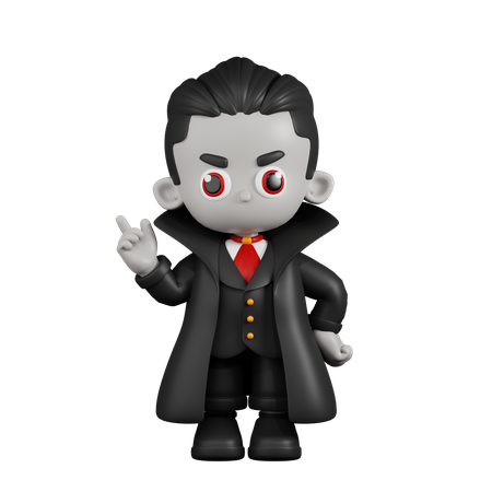 Dracula Vampire Pointing Up  3D Illustration