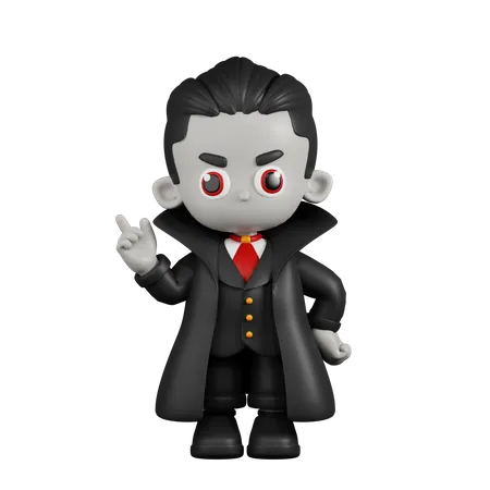 Dracula Vampire Pointing Up  3D Illustration