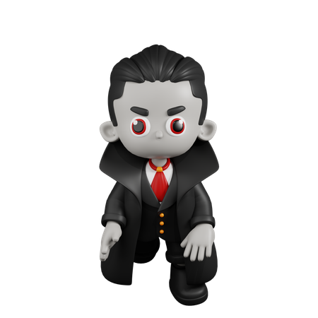 Dracula Vampire Showing Weird Face  3D Illustration