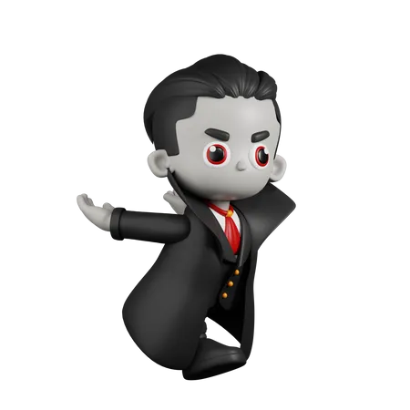 Dracula Vampire Start To Jump  3D Illustration