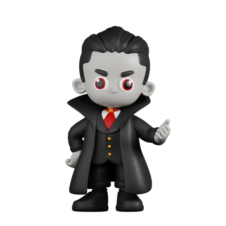 Drácula Vampiro Apontando Apontando Próximo  3D Illustration