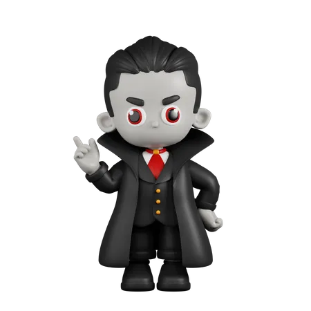 Vampiro Drácula apontando para cima  3D Illustration