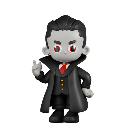 Vampiro Drácula dando consejos  3D Illustration