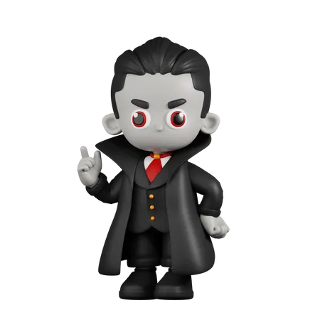 Vampiro Drácula dando consejos  3D Illustration
