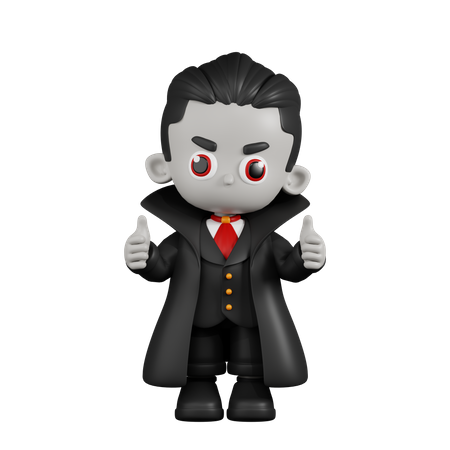 Vampiro Drácula dando um polegar para cima  3D Illustration