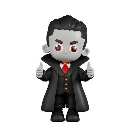 Vampiro Drácula dando un pulgar hacia arriba  3D Illustration