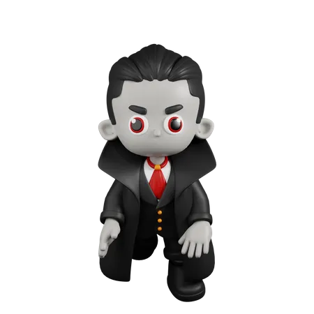 Drácula Vampiro Mostrando Rosto Estranho  3D Illustration