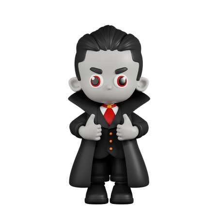 Vampiro Drácula mostrando o polegar para cima  3D Illustration