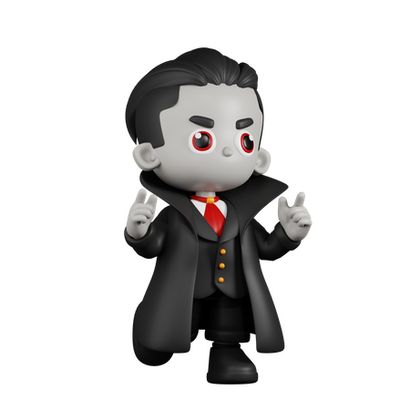Drácula Vampiro Sintiéndose Feliz  3D Illustration