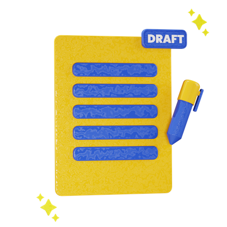 Draft Document  3D Icon