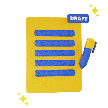 Draft Document  3D Icon