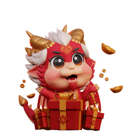 Dragón Chino Con Regalos Sorpresa  3D Icon