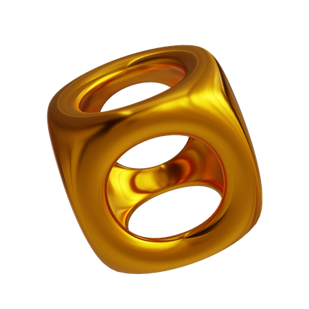 Drahtgitter würfel golden  3D Icon