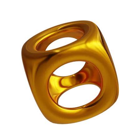 Drahtgitter würfel golden  3D Icon