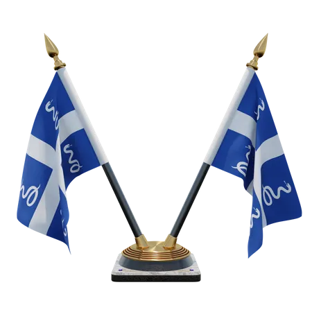 Drapeau Aux Serpents De La Martinique Double Desk Flag Stand  3D Flag