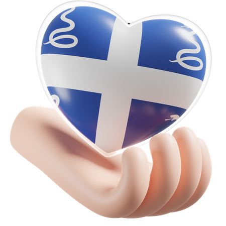 Drapeau Aux Serpents De La Martinique Flag Heart Hand Care  3D Icon