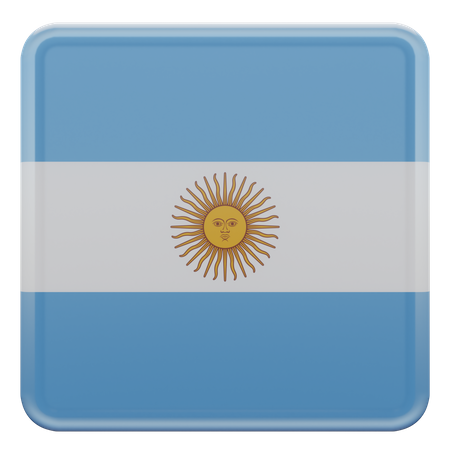 Drapeau carré de l'Argentine  3D Icon